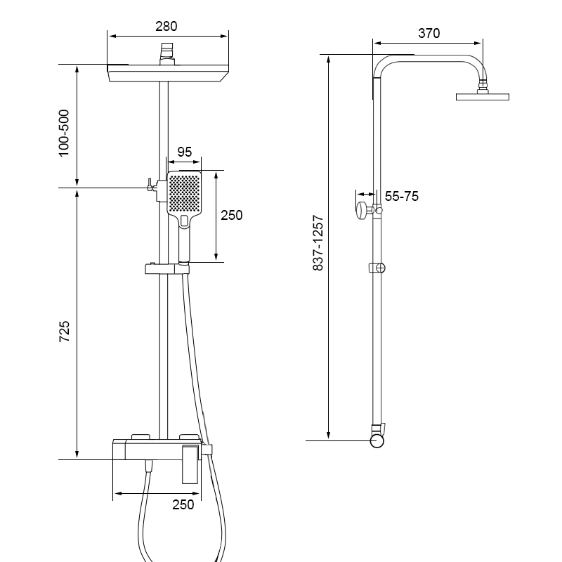 Toutes les armes à feu de dessin de fil de cuivre salle de bain Douche gris définie pour l'utilisation domestique