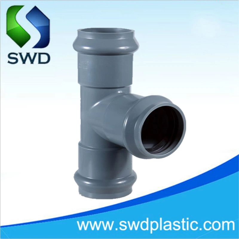 PVC Plastic Rubber Ring Joint Fitting Pn10 Equal Tee Elbow Coupling