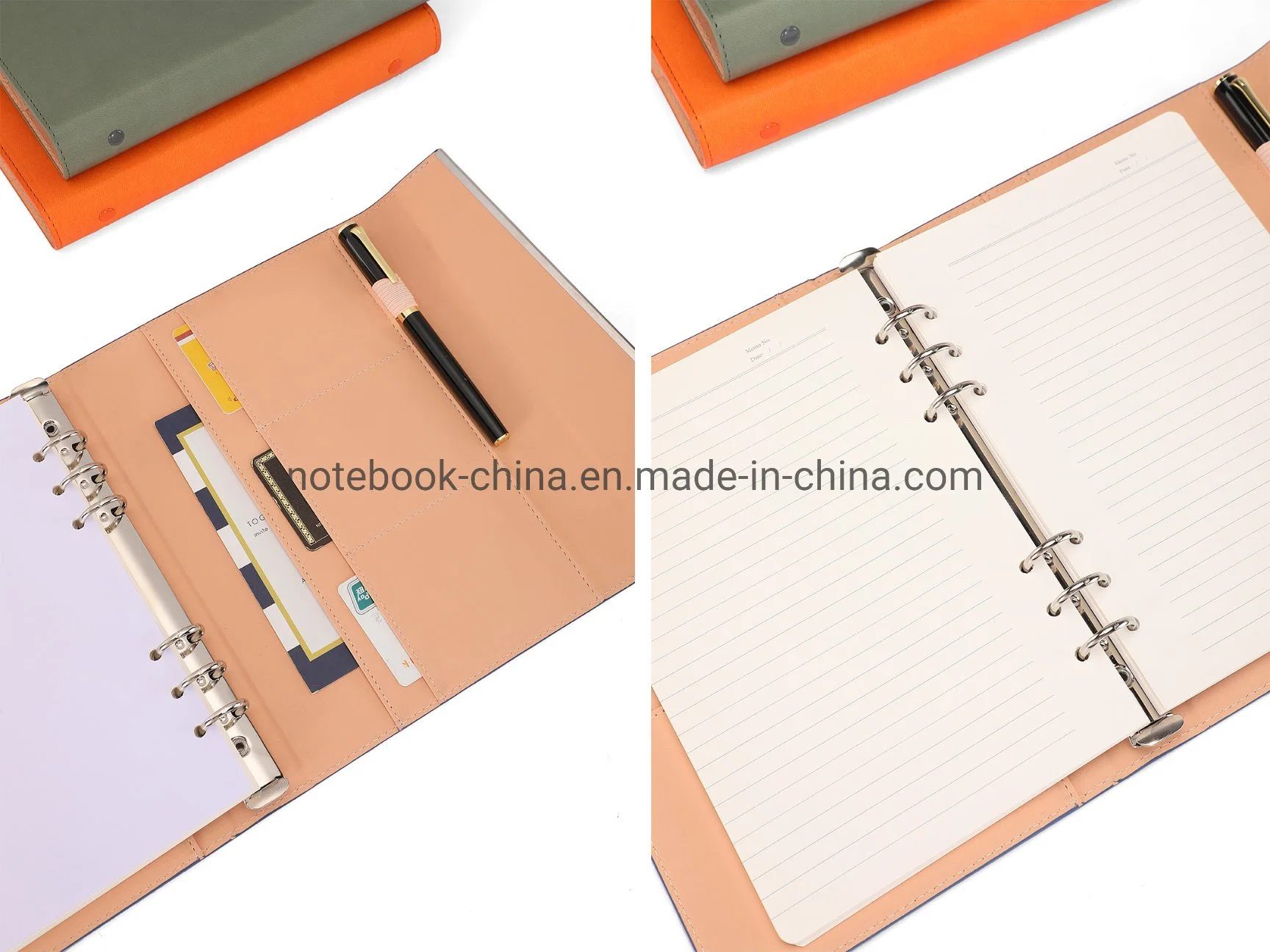 Office Products Organizer 6 Rings Leather PU Paper Printing Notebook Stationery Gift Set