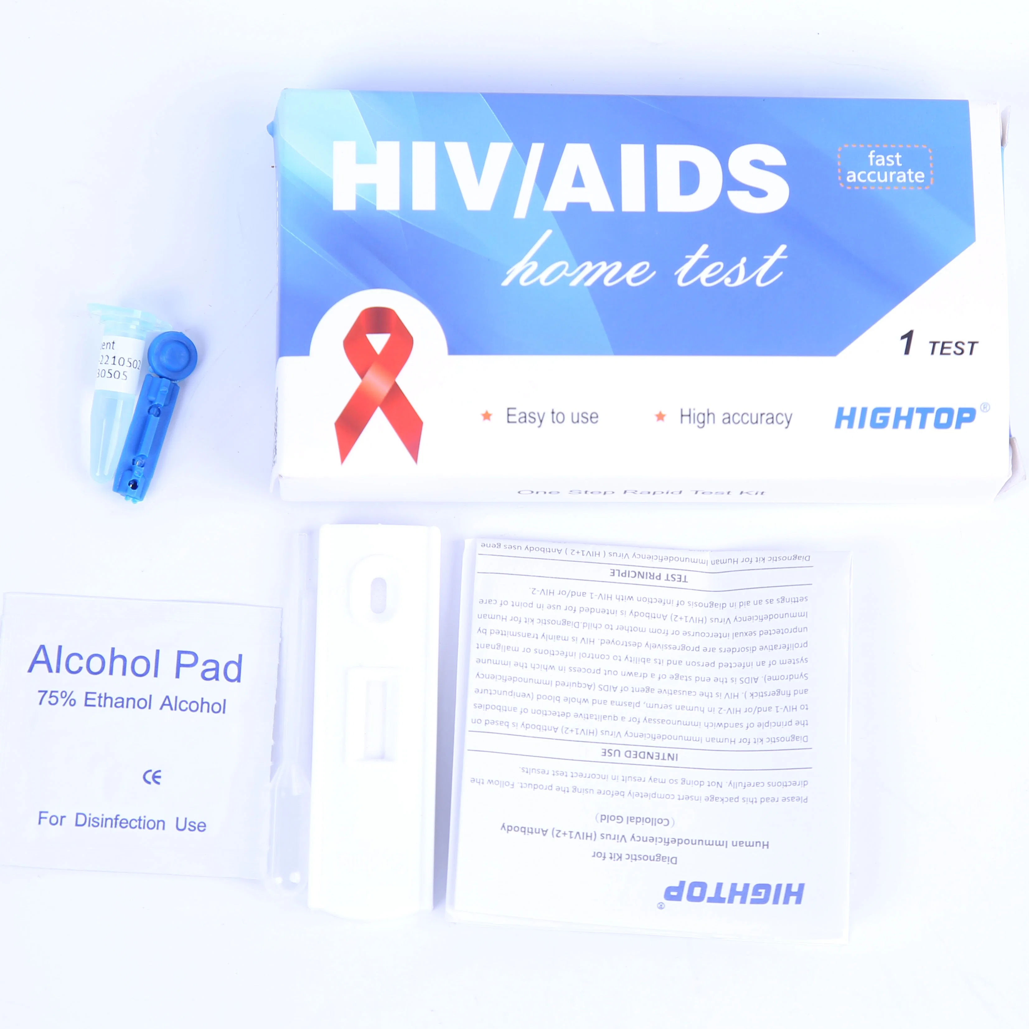 Testes de padrão de HIV 1 Teste 2 Kits de diagnóstico de HIV Sangue Cassete de teste