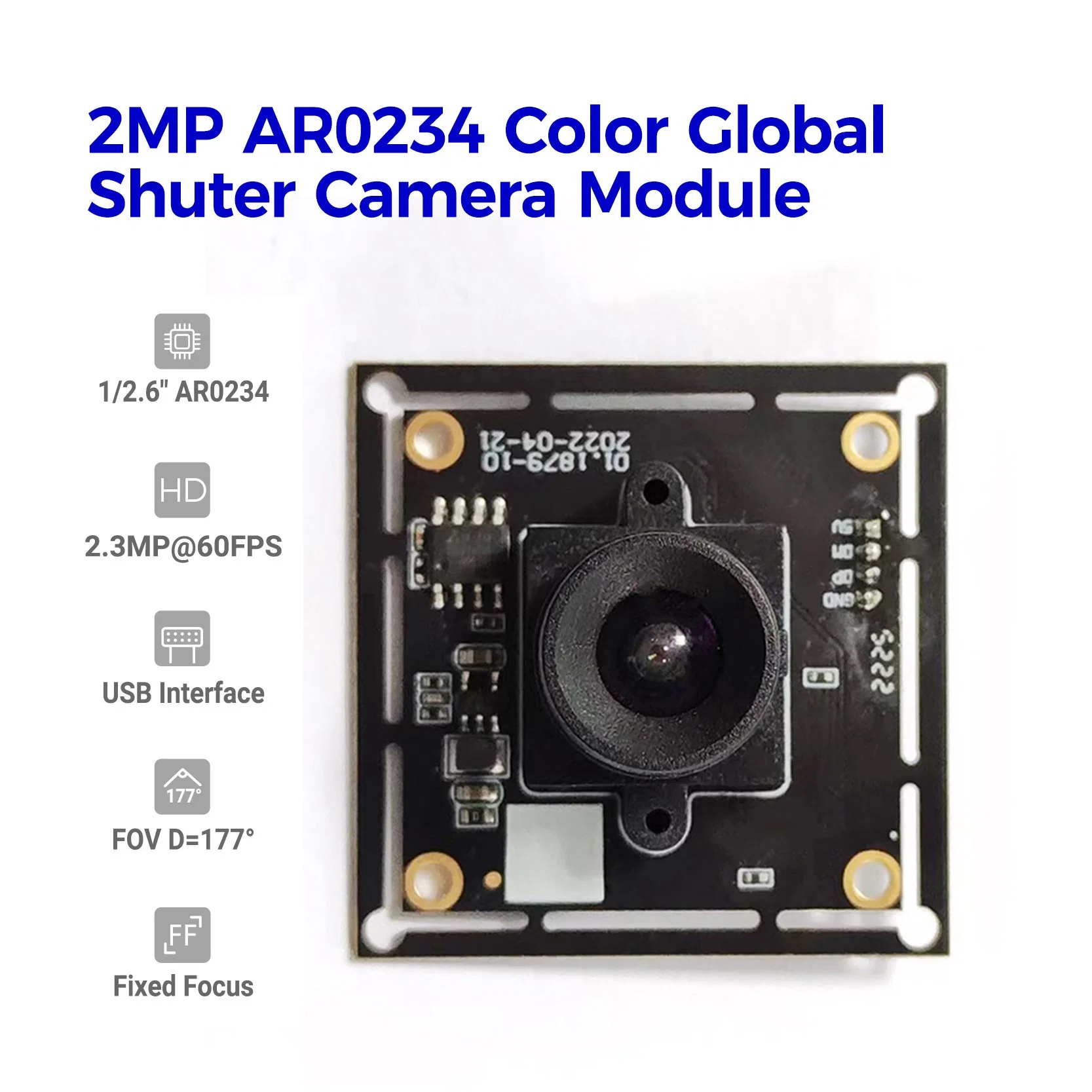 Manufacturer OEM/ODM 2MP Full HD Color Global Shutter Camera Ar0234 Sensor 60fps USB2.0 Interface Camera Module