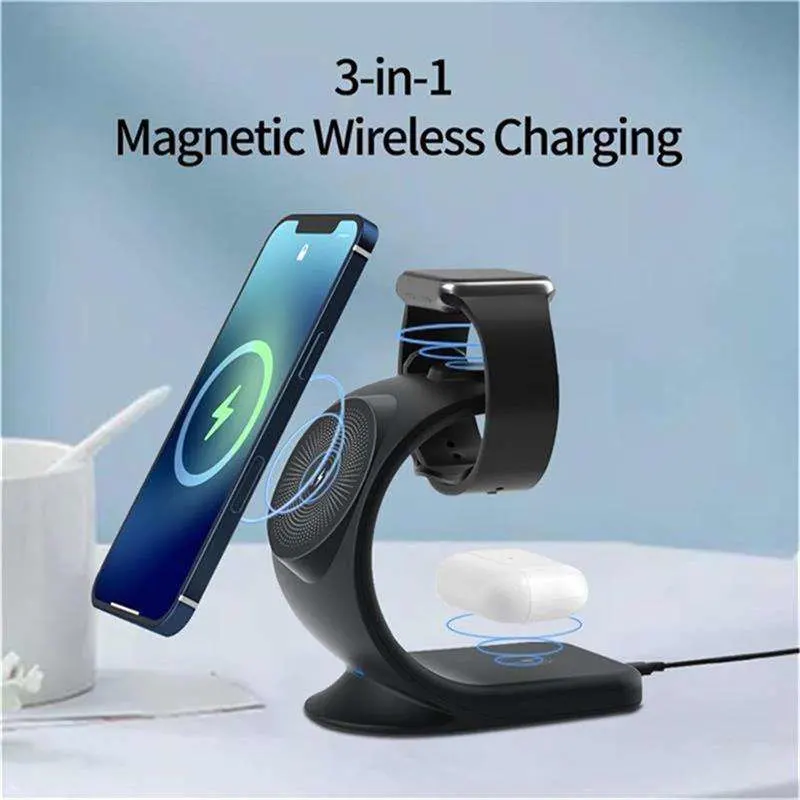 Teléfono móvil universal rápido portátil 15W Magnetic Teléfono Inalámbrico Wireless cargador 3 en 1