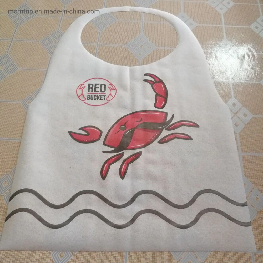 Poly Printed Waterproof Oilproof Custom Adult Disposable Paper Plastic Bibs