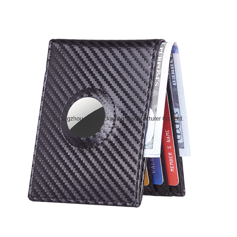 OEM&ODM Custom Minimalist Carbon Fiber Leather Multi Functional Slim Airtag Wallet RFID Blocking Men Wallet