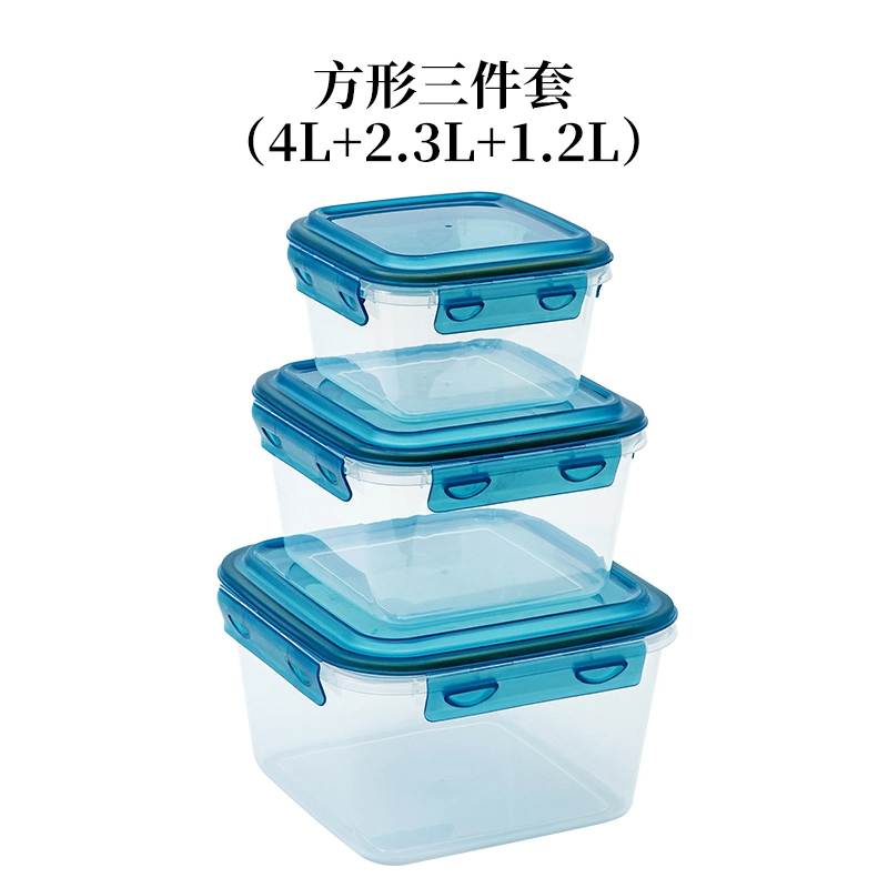 8571 ثلاجة منزلية متينة عالية الجودة طعام بلاستيك تخزين مقرمش مجموعة ثلاثية القطع في الصندوق