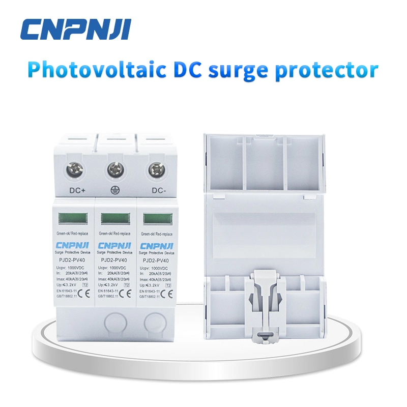 Cnpnji T2 1000V DC 20ka SPD Photovoltaic System Power Lightning Arrester Voltage Limiting Power Supply Surge Protector