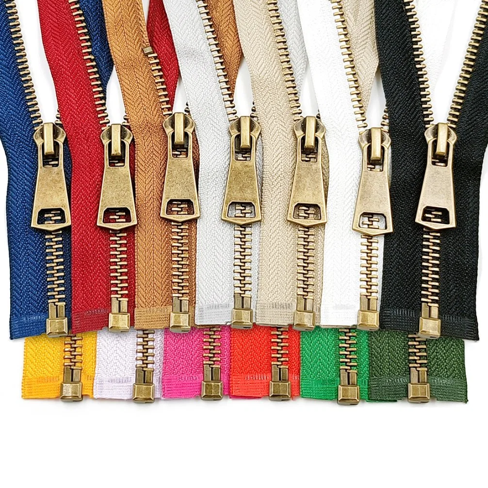 Red Color 5# Colorful Open-End Zippers Auto Lock Copper Metal Zipper