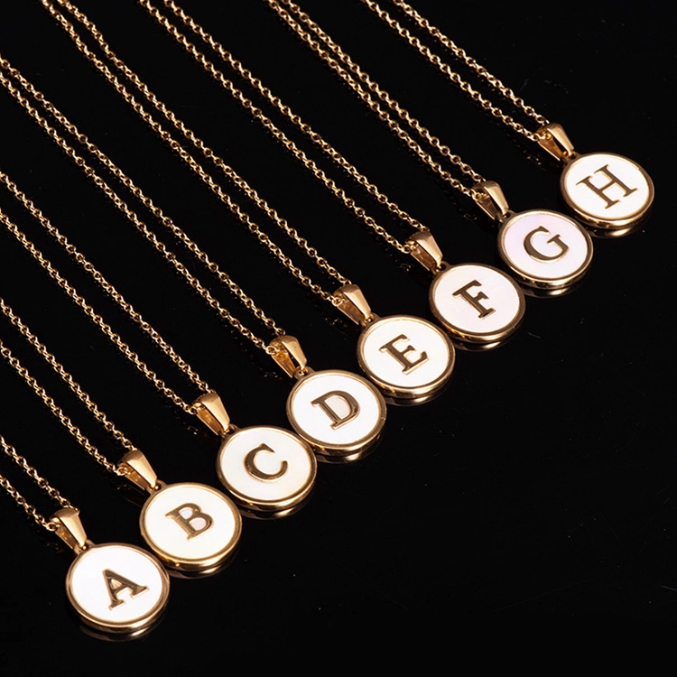 Factory Direct Sales a-Z Initial Letter R Necklace Pendant Silver Plated Shell Alphabet Necklaces Women Jewelry Accessories