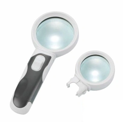 Intercambiables 2.5X/6X lupa de mano 2 LED Lupa (BM-BG2007)