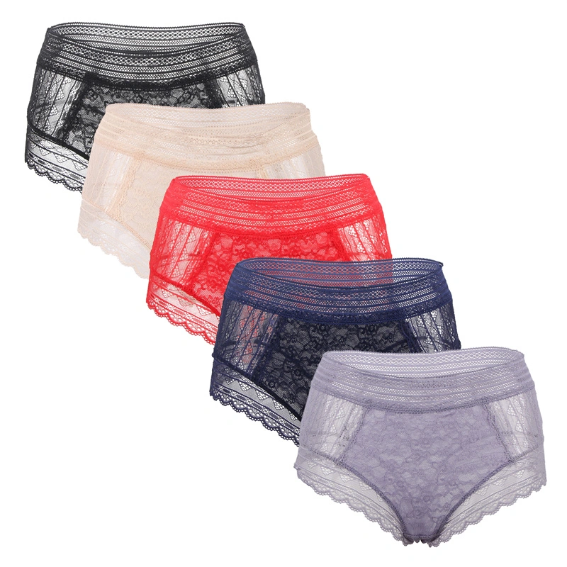 Polyester High Waist Lace Panties Women Knickers Sexy Lingerie Women&prime; S Underwear for Girl Panty