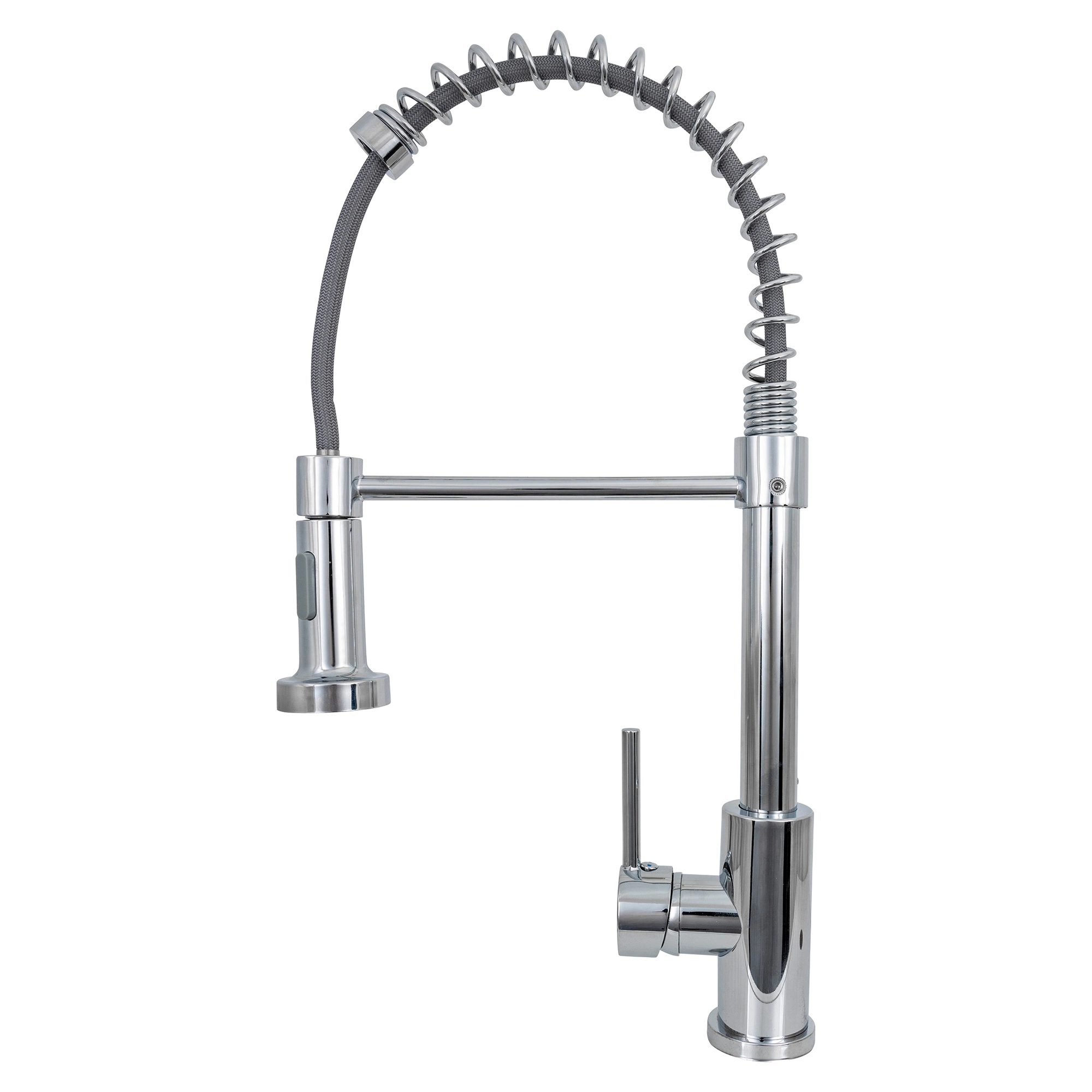 Robinet de cuisine en chrome durable avec bec rétractable et mélangeur d'eau.