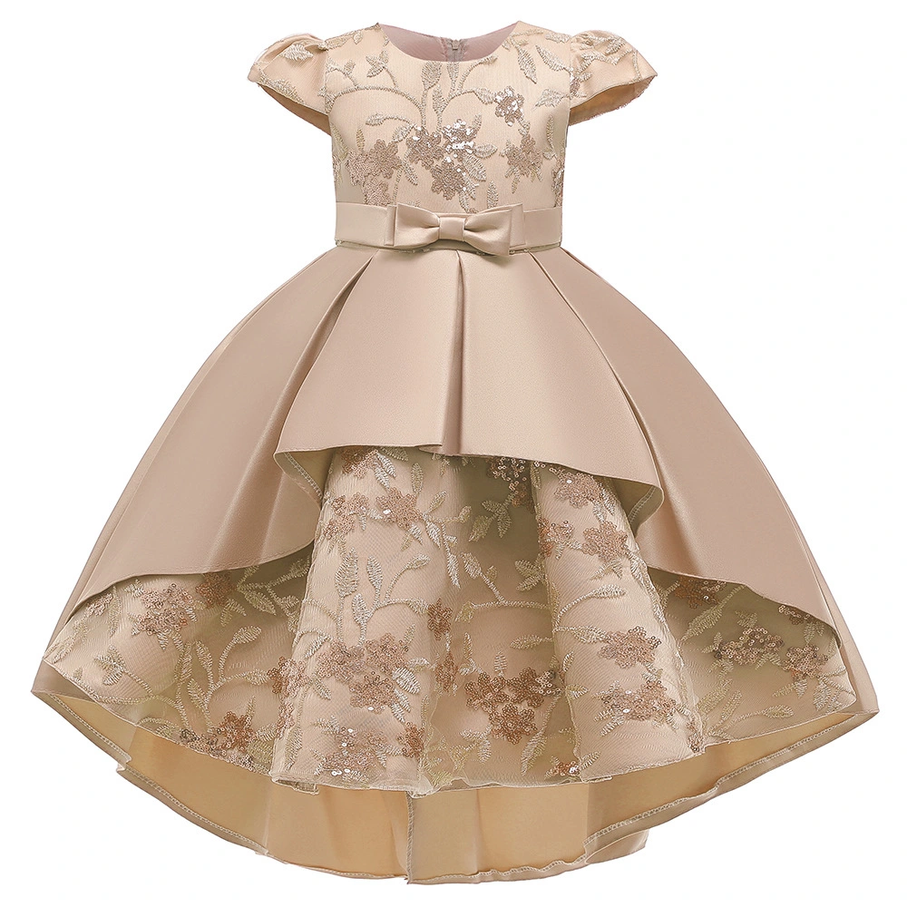 Fashion Clothing Sequins Flower Girl Dress Bow Children Wear