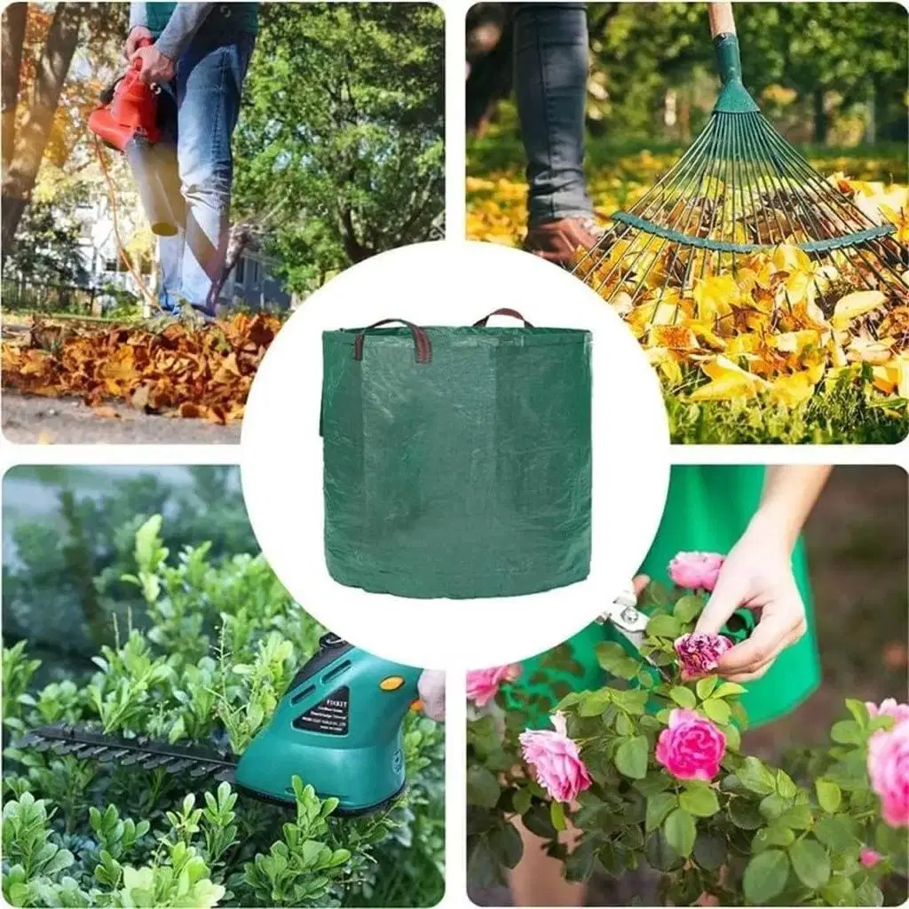 Saco de jardim verde resistente a rasgões - sacos de lixo para jarda reutilizáveis - 72 galões para saco de lixo para jardim, relvado e folhas