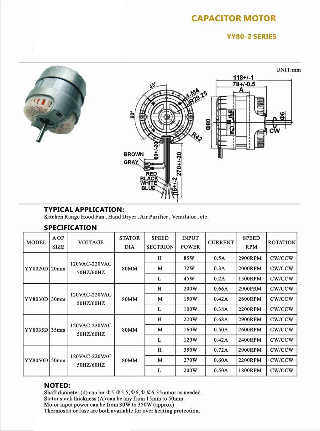 Electric Capacitor Start Capacitance Running Juice Extrator/Cooking Cabinet Motor/Air Conditioner/Bathroom Ventilation Fans Motor