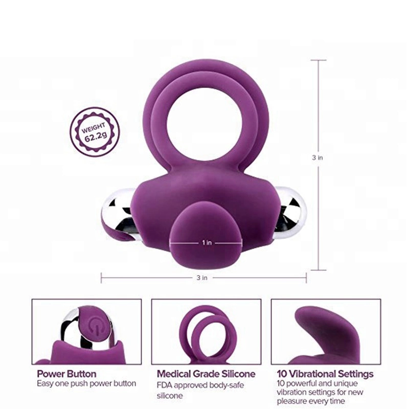 Rechargeable Silicone Vibrating Penis Cock Ring Sex Toys for Men