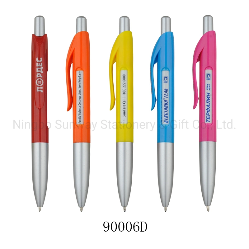 Bon promotion fenêtre logo personnalisé plastique stylo-bille cadeau