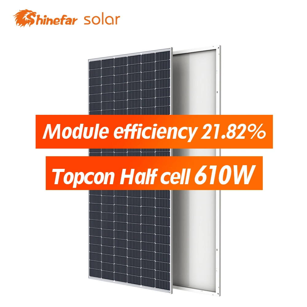 الألواح الشمسية Shinefar Solar الخلايا الكهروضوئية نصف المقصوصة بقدرة 605 واط ذات مقاس 210 مم