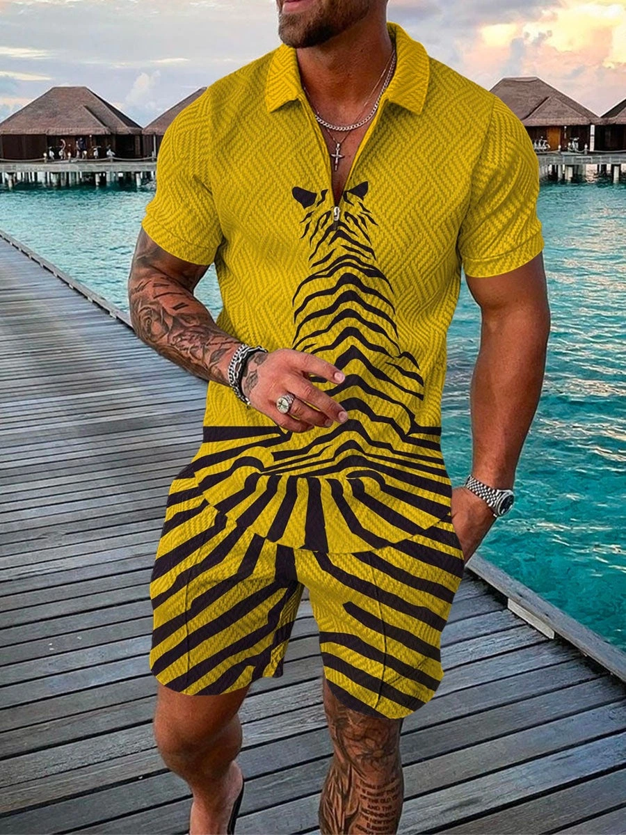 T-shirt Atacado Summer Hawaii Style Shorts Suit Custom Sportwear Define um fato casual de corrida para homem