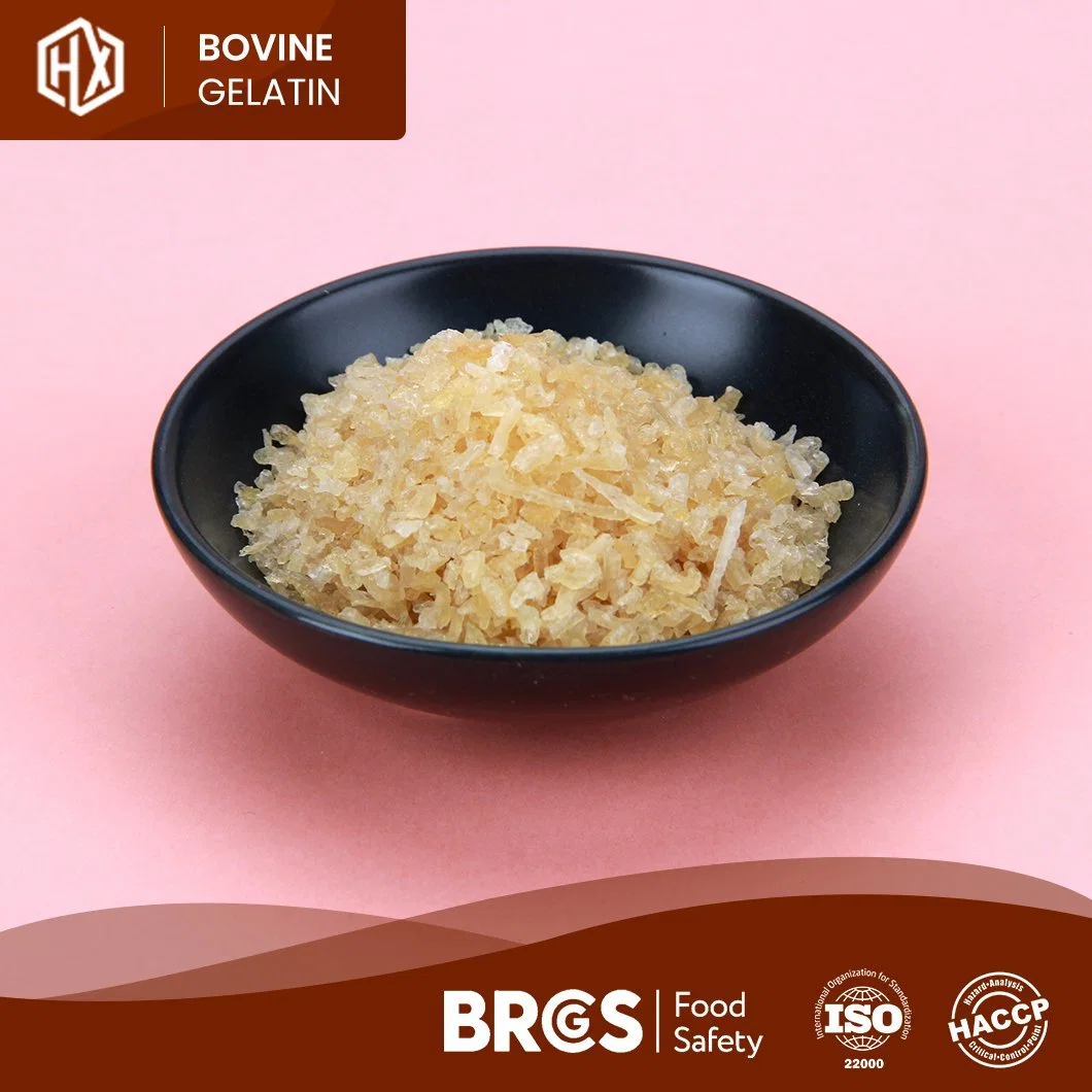 Haoxiang Yellow Granular Essbare Bovine Haut Gelatine Probe Verfügbar Bovine Skin Gelatin China Factory OEM maßgeschneiderte Großhandel Lebensmittel Grade Bovine Hautgelatin