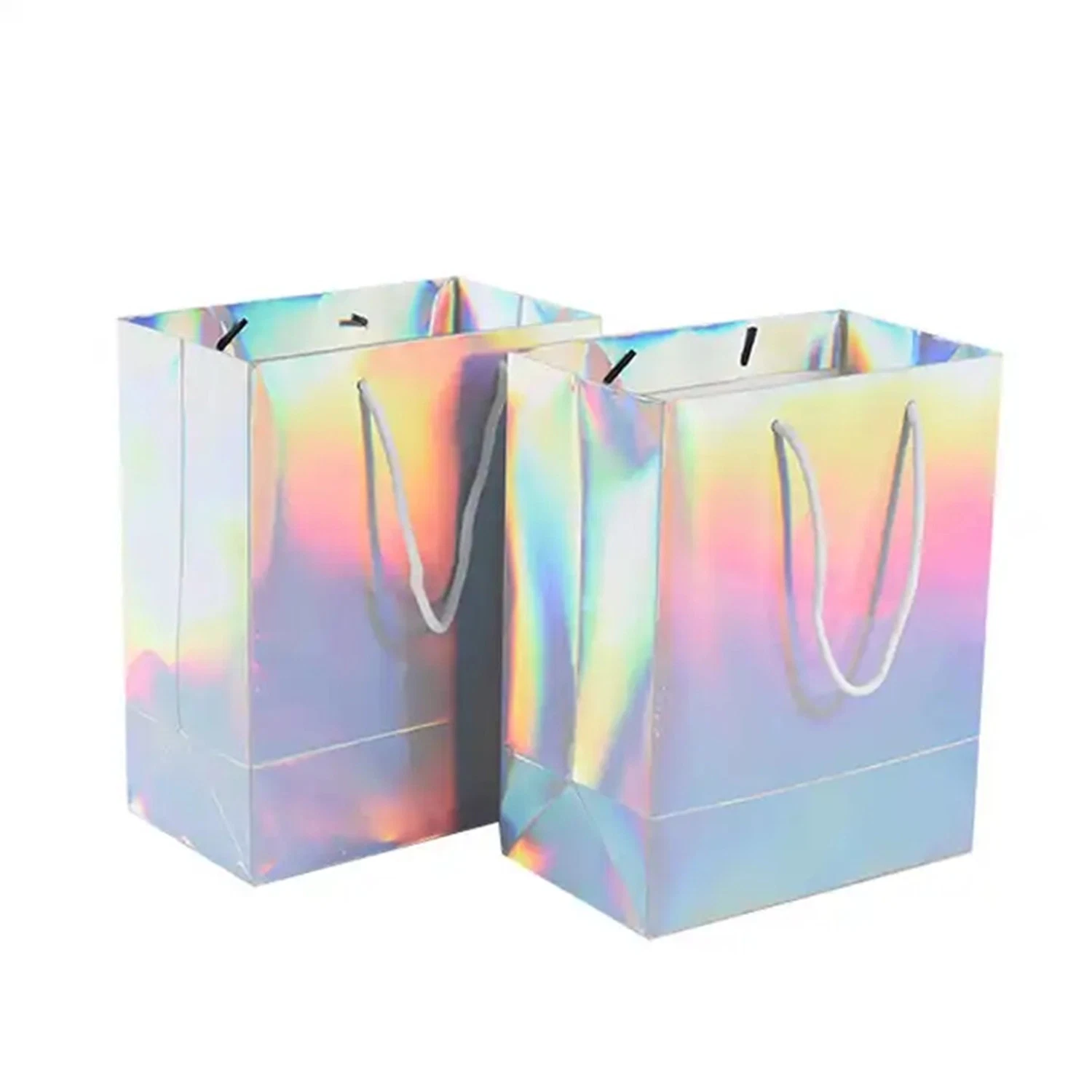 Wholesale/Supplier Custom Logo Eco-Friendly Shiny Laser Paper Bag Gift Carry Bags Boutique Shopping Paper Bags with Handles