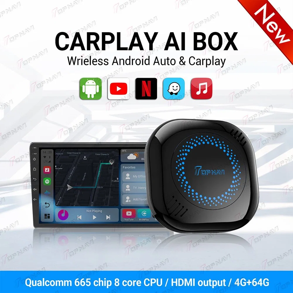 Android 12 Wireless CarPlay Ai Box Android Auto CarPlay Universal Ai da CarPlay com ligação ao telefone sem fios