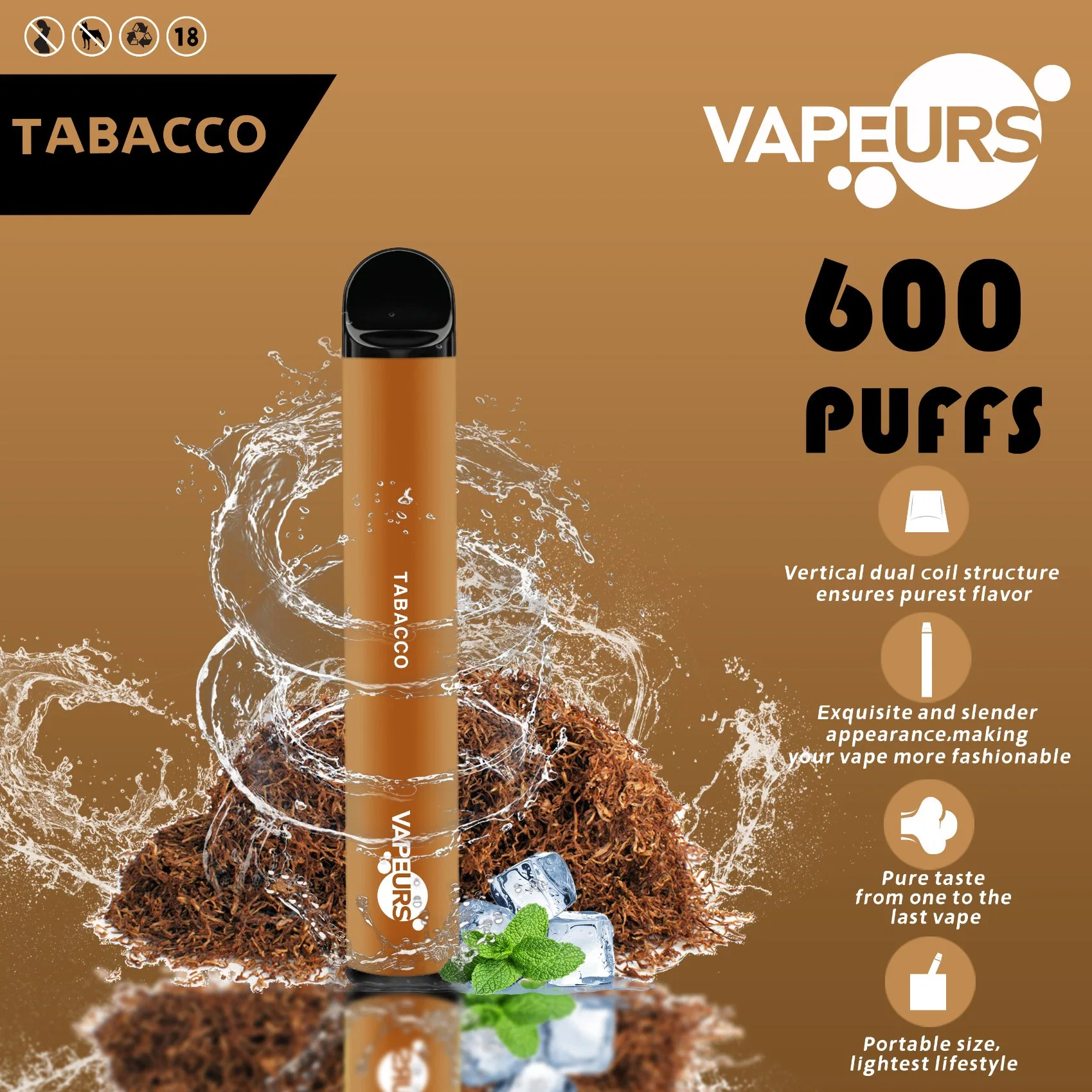 Authentique Vapeurs 600/800 Puff DPT Vope E cigarette jetable 600 Bouffées