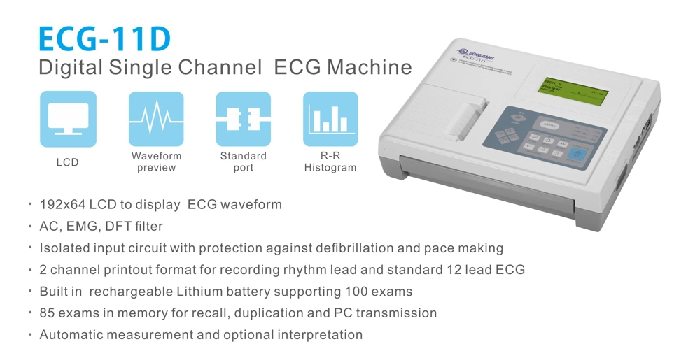 Single Channel ECG Machine ECG-11d Hospital Digital Electrocardiograph