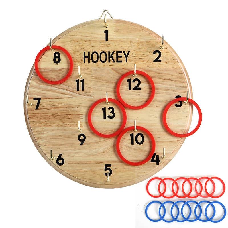 Outdoor Indoor Game Kids Wooden Wall Hookey Ring Toss Games