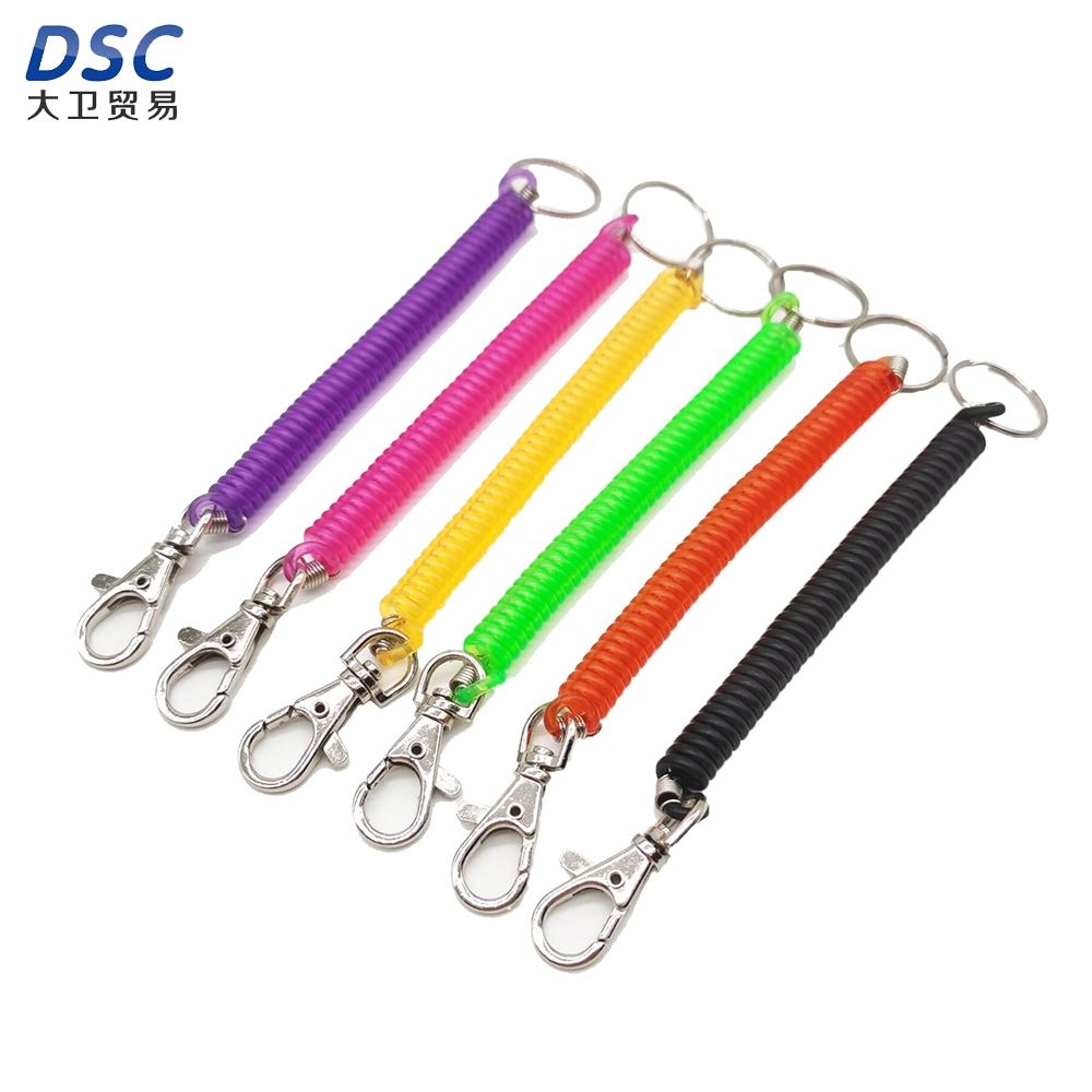 Telephone Cord Spring Rope Color Spiral Key Chain Plastic Transparent Retractable Rope