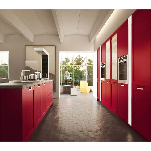 Contemporary Modern Light Red Wood Kitchen Storage