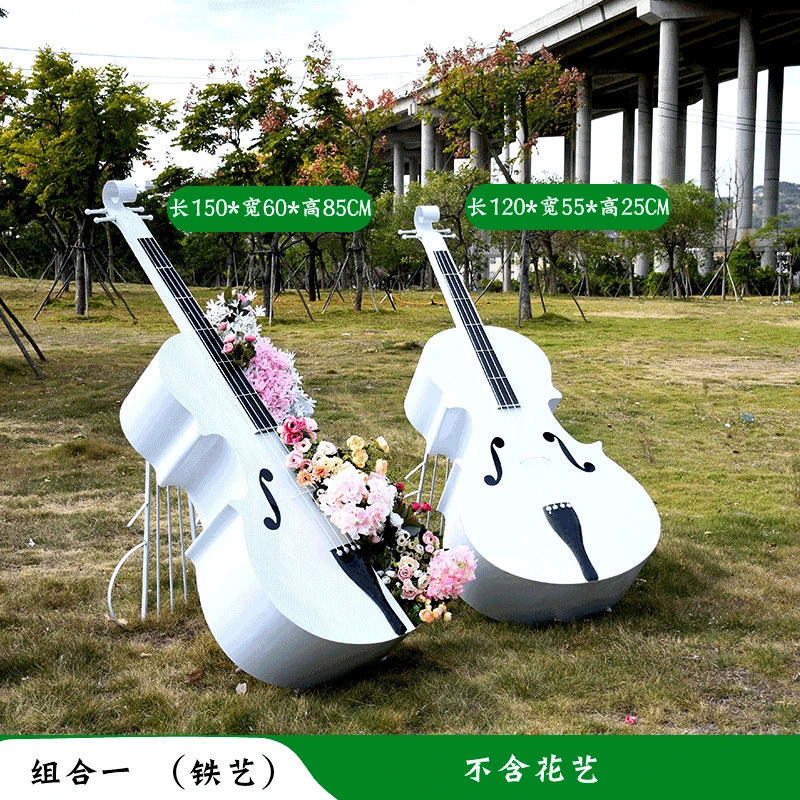 Outdoor Garden Landscape Creative Notes Cello Fiberglass Sculpture Sketch Garden Garden Lawn Decoration Ornaments