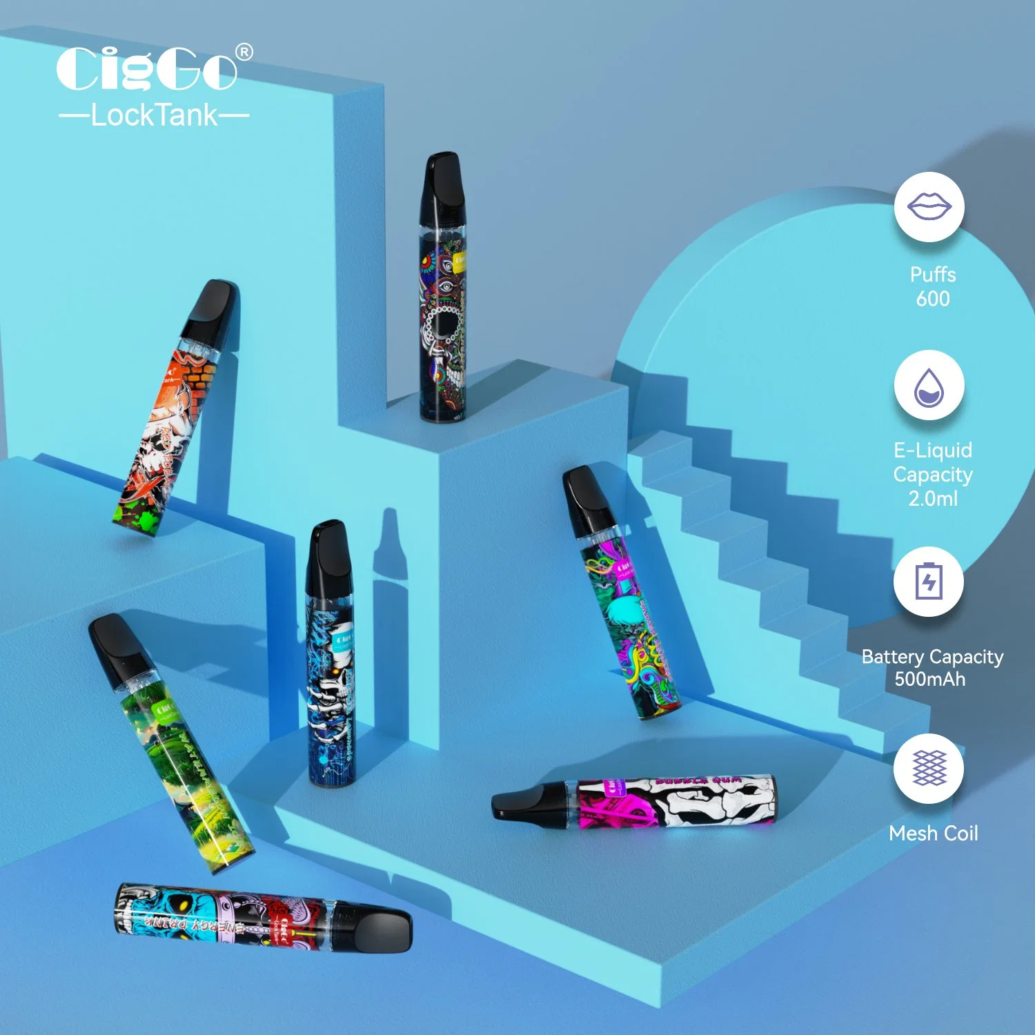 Private Label Factory E Zigaretten Bar OEM ODM Custom Shisha Pod Wholesale/Supplier Empty 2ml 600 LED Tpd Puff Pen Pod Wape Vaper Elf Disposable/Chargeable Vape