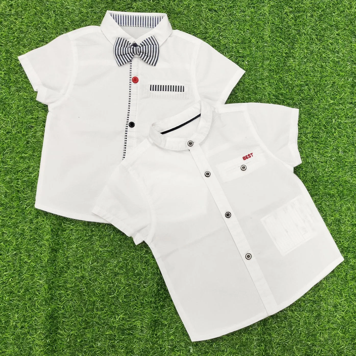 2023 Monochrome Shirt Boys' Shirt Summer Lapel Short Sleeve Single-Breasted Casual Style Shirt