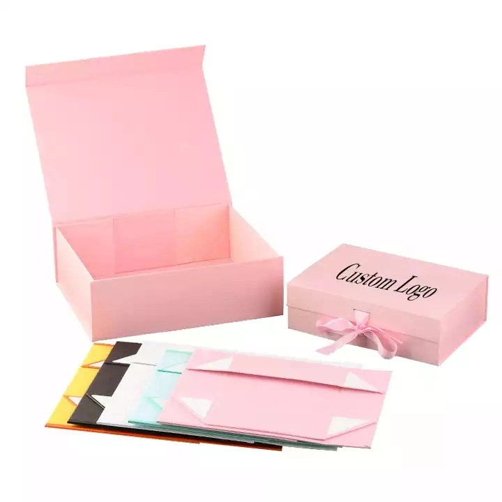Magnetic Folding Packaging Gift Box,Customized Folding Box with Ribbon,Recyclable Folded Box,Paper Gift Box,Luxury Cardboard Box,Promotional Gift Foldable Box