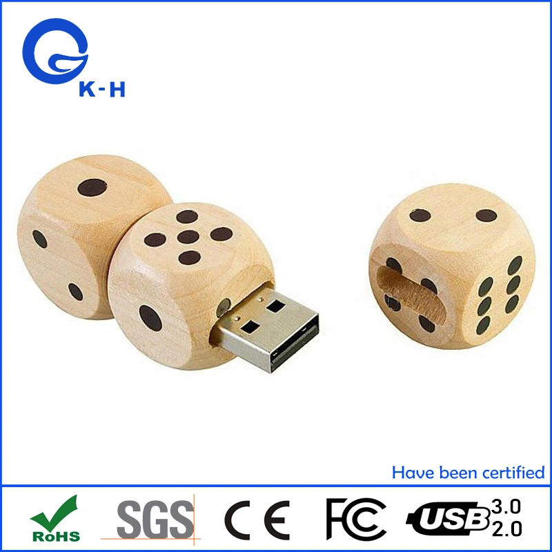 Forma de dados de madera de la unidad de memoria Flash USB 8GB 16GB 32 GB para regalo