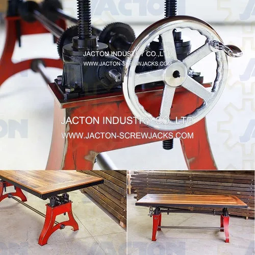 Hand Operated Worm Drive Gearbox Lift Industrial Crank Coffee Table Office Desk Lift Table Raising Mechanism, Industrial Table Tops and Bases