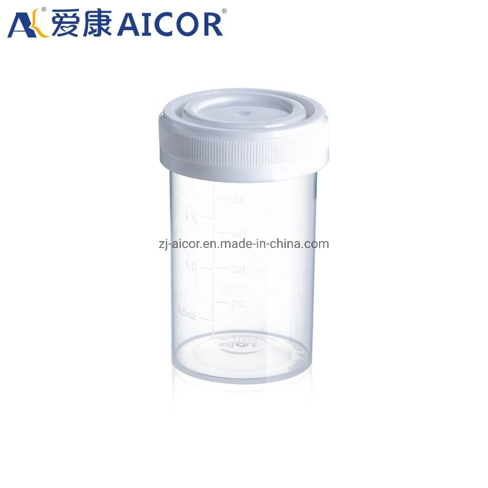 Medical Specimen Container Factory Direct Disposable Sterile Sampling Cup Specimen Cup with Label 60ml Urine Container