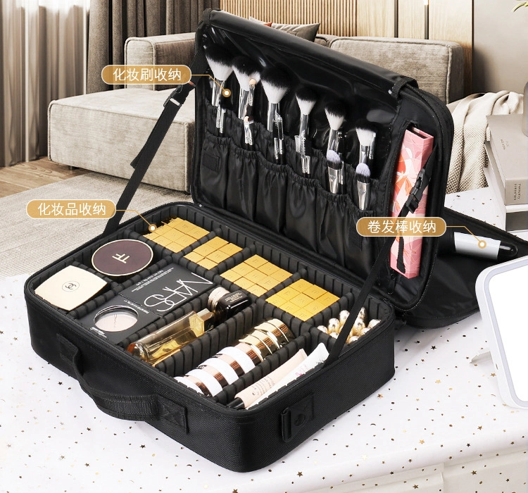 Ensemble de brosses de voyage en tissu Oxford dur portable professionnel pour maquillage, étui de rangement cadeau promotionnel beauté, trousse de maquillage (CY9802)