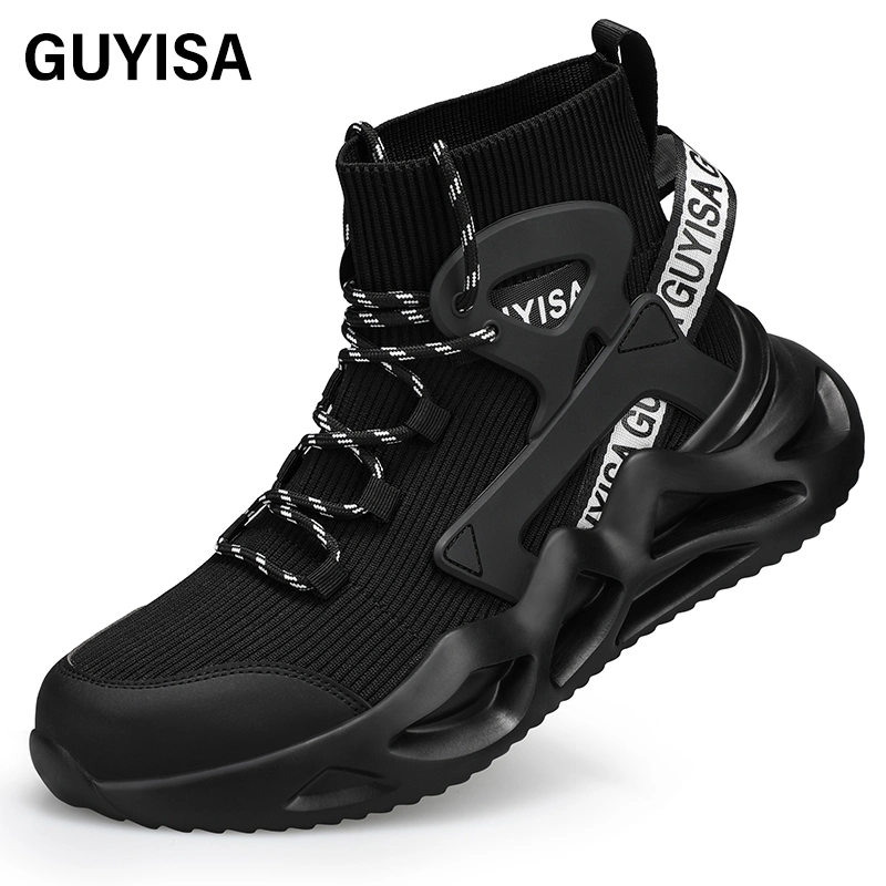 Guyisa Factory Direct Sales Safety Shoes Wear-Resistant Rubber Sole Iron Toe Puncture-Proof Safety Work Shoes
