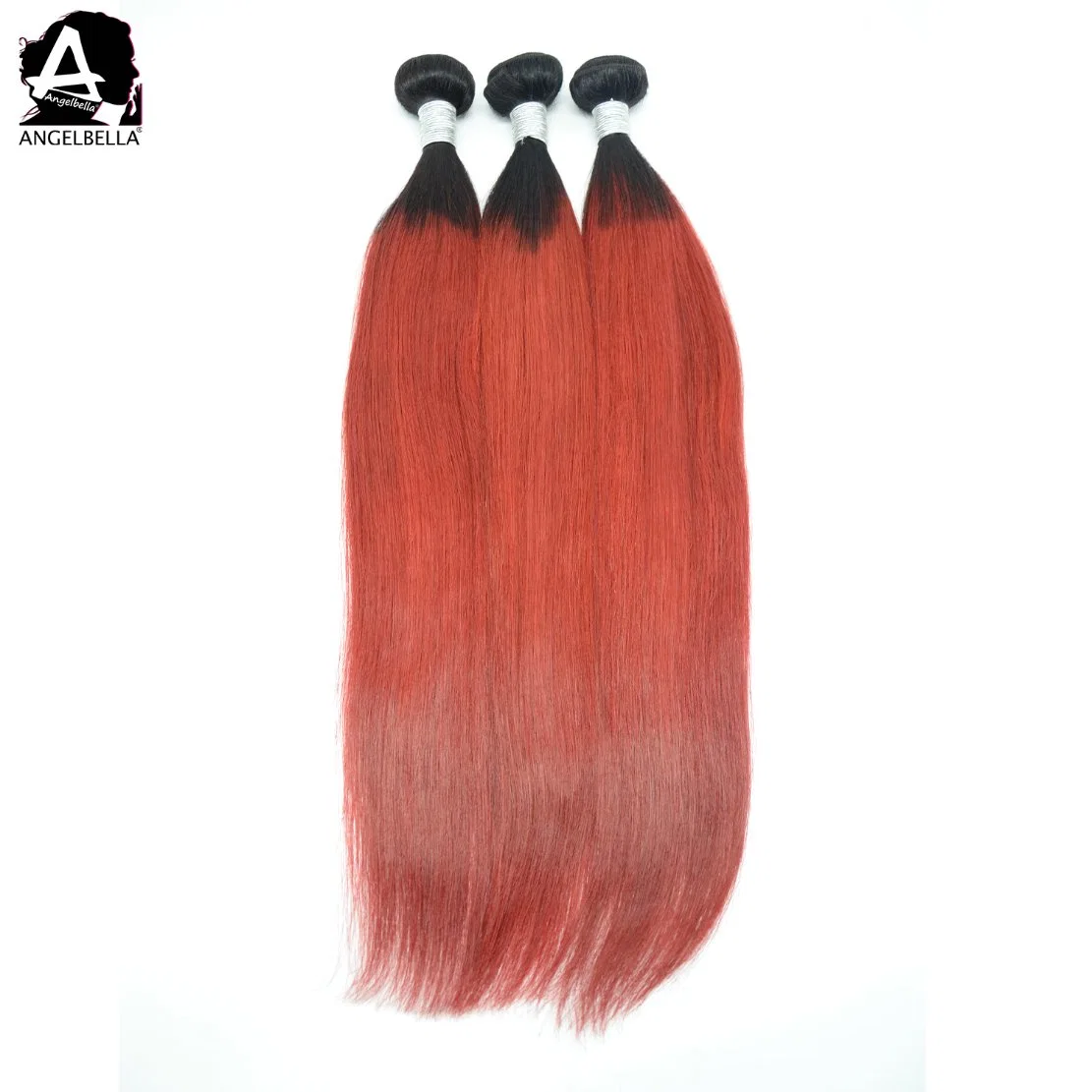 Angelbella Cheap Brazilian Remy Hair 1b#-Red Human Hair Weaving Peruvian Virgin Human Hair Extension