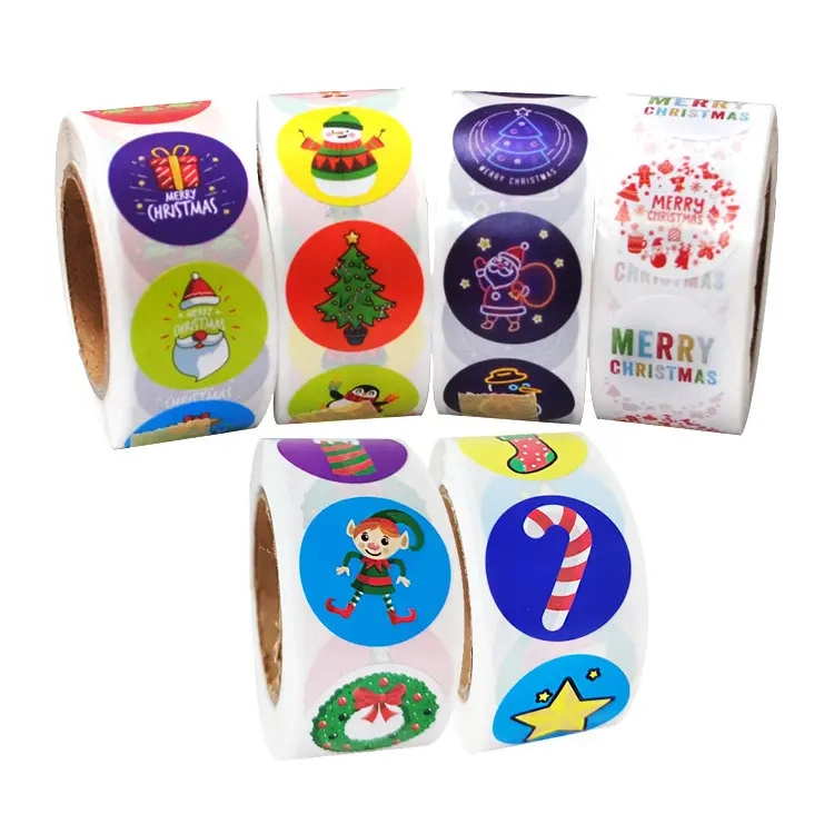 Deco Sticker Custom Christmas Sticker Roll Set Labels, Christmas Logo Decoration Wrapping Packaging Stickers for Kids Gift