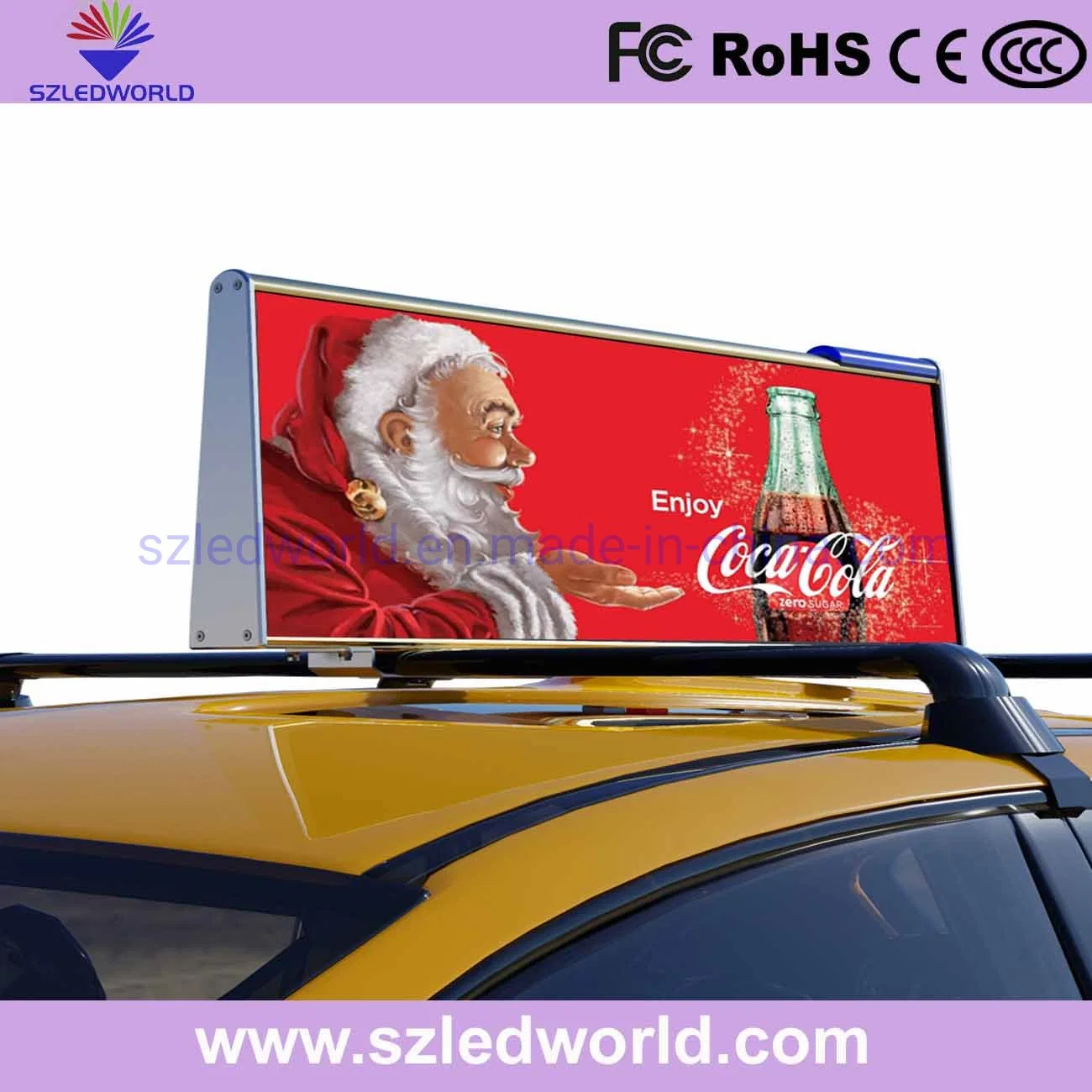 Quality P5 Taxi Roof Video LED Display with 4G/WiFi Cloud Control Car