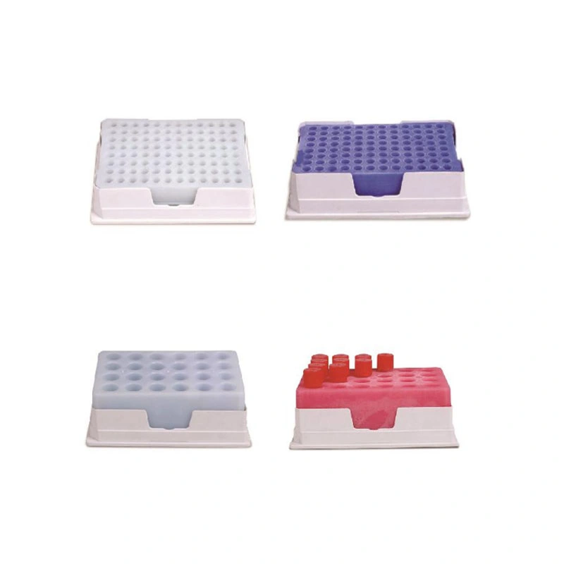 نظام تبريد المبرد السائل PCR Low Temperature Indicator Ice Box PCR مبرد PCR لرف الأنبوب للاختبار المعملي