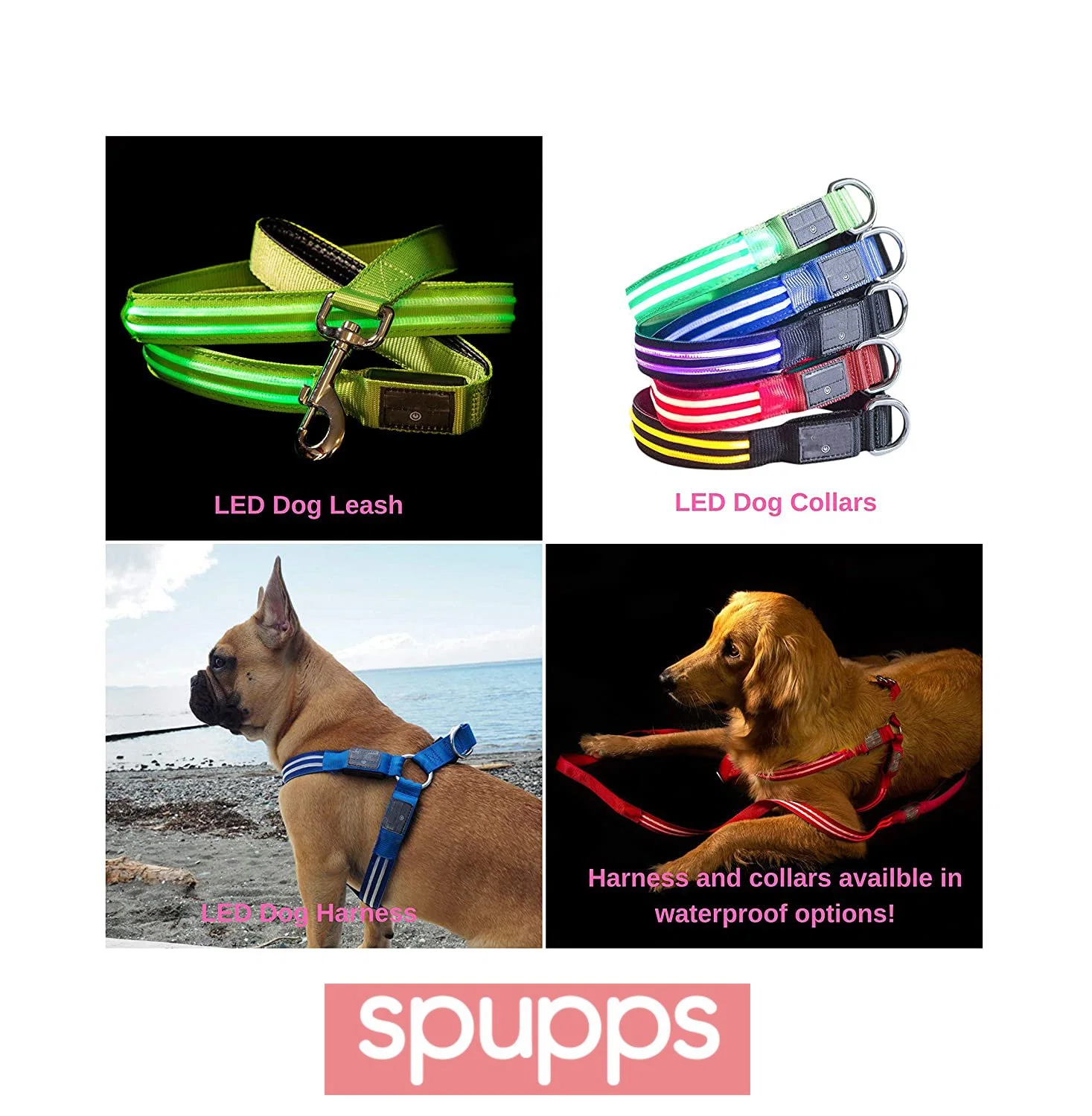 Spupps Rechargeable Chest LED Dog Harness Can Be Seen in The Night Activities