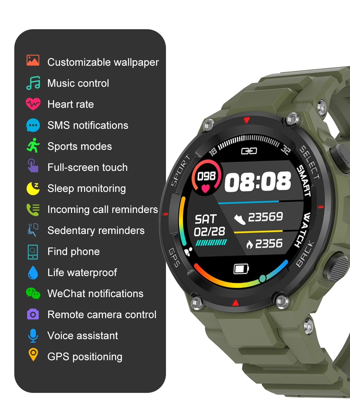 Smartwatch-Unterstützung Real Blood Oxygen Monitor Bluetooth-Uhr Anti-Drop Sport Sehen Sie