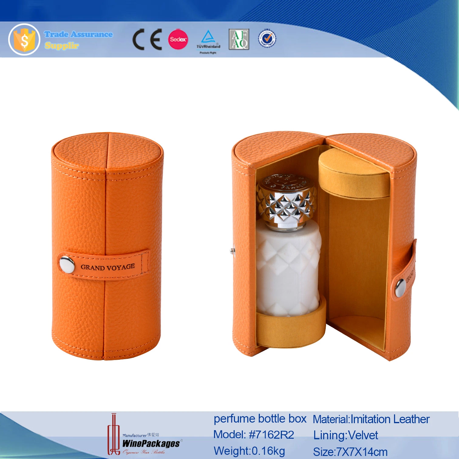 Leather Gift Box Cylinder Perfume Box