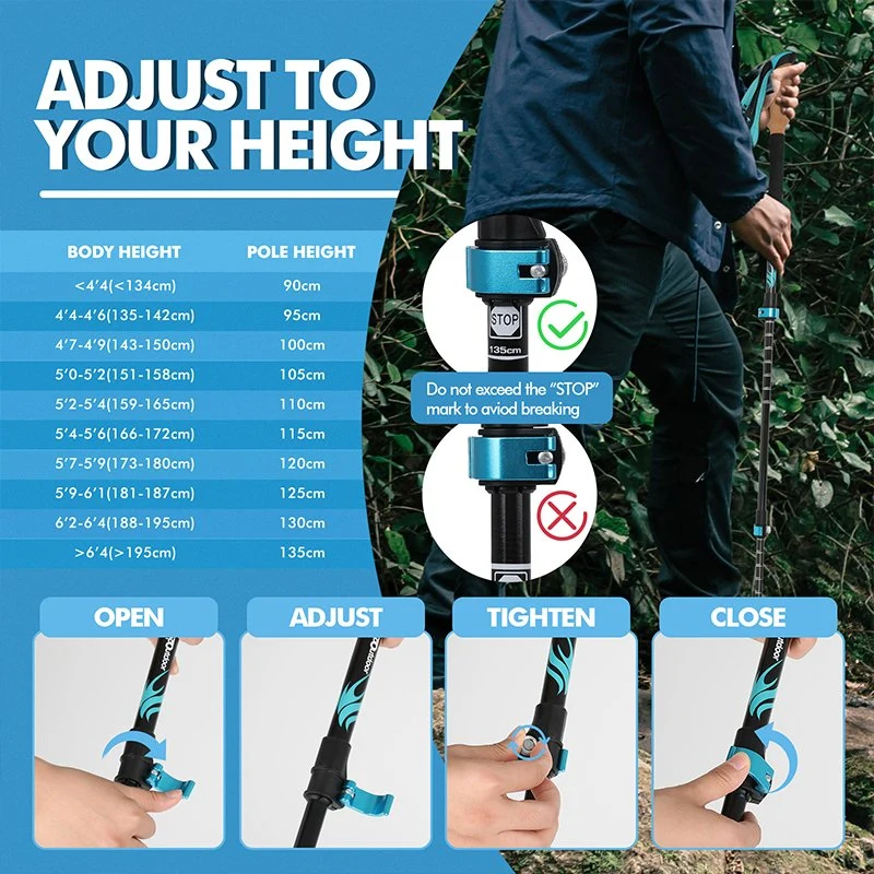 Hiking Telescopic Pole Foldable Walking Sticks Portable Carbon Fiber Trekking Poles