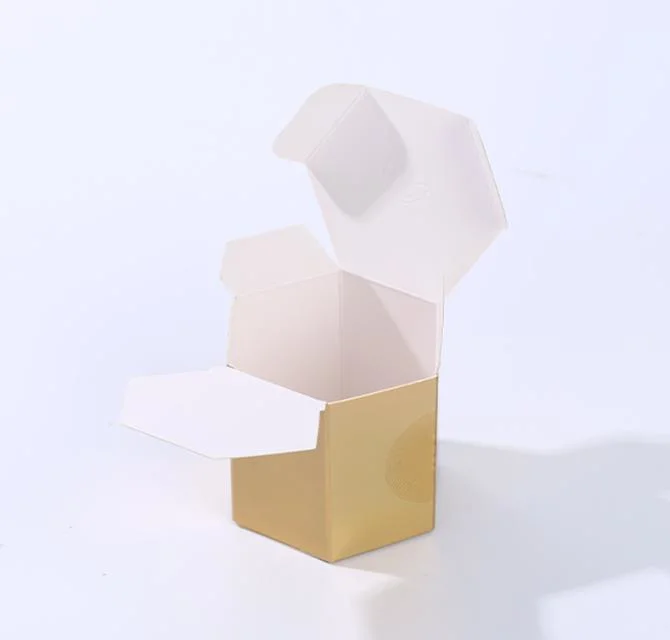 Caixa de tubos hexagonal de atacado com impressão a laser de cartão prateado/dourado