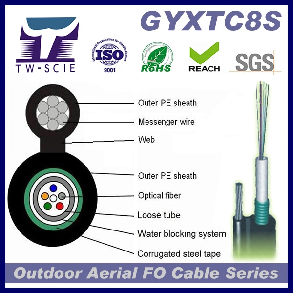 4/12/96core Self-Support Aerial G652D Communication Armour Optical Fiber Cable (GYXTC8S)