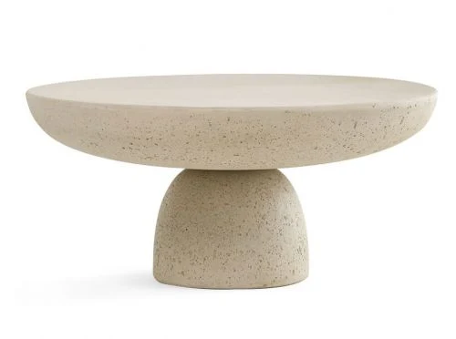 Modern Simple Design Home Decoration Polished Travertine Marble Coffee Table Beige Natural Japanese Style Round Table